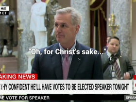 麦卡锡受访侃侃而谈时 话筒中突然传出一句抱怨