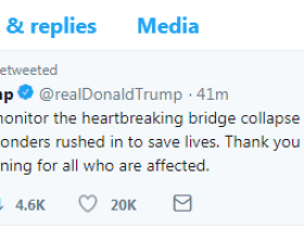 美过街天桥坍塌致多死 特朗普:感谢勇敢急救人员
